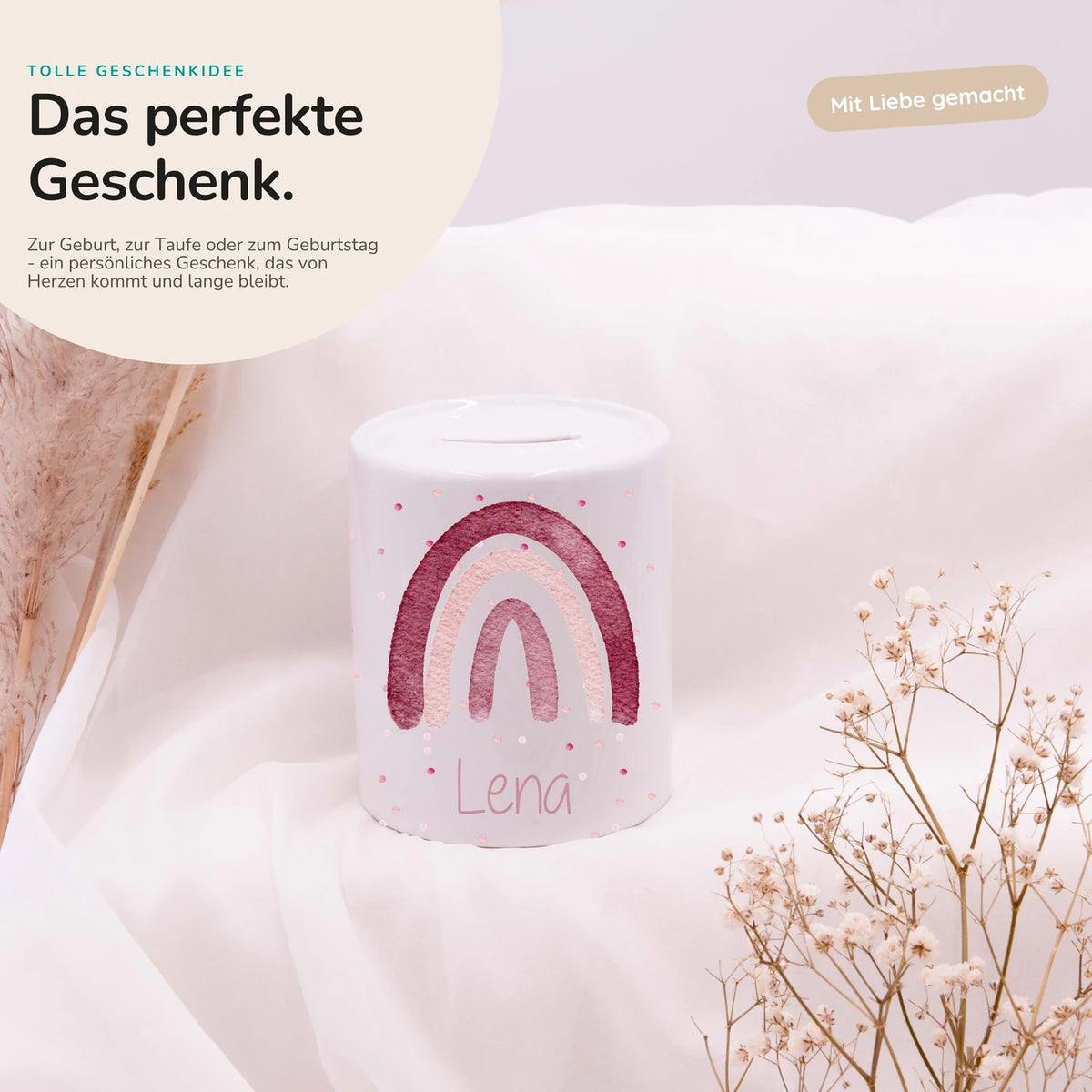 Spardose Kinder aus Keramik - Regenbogen