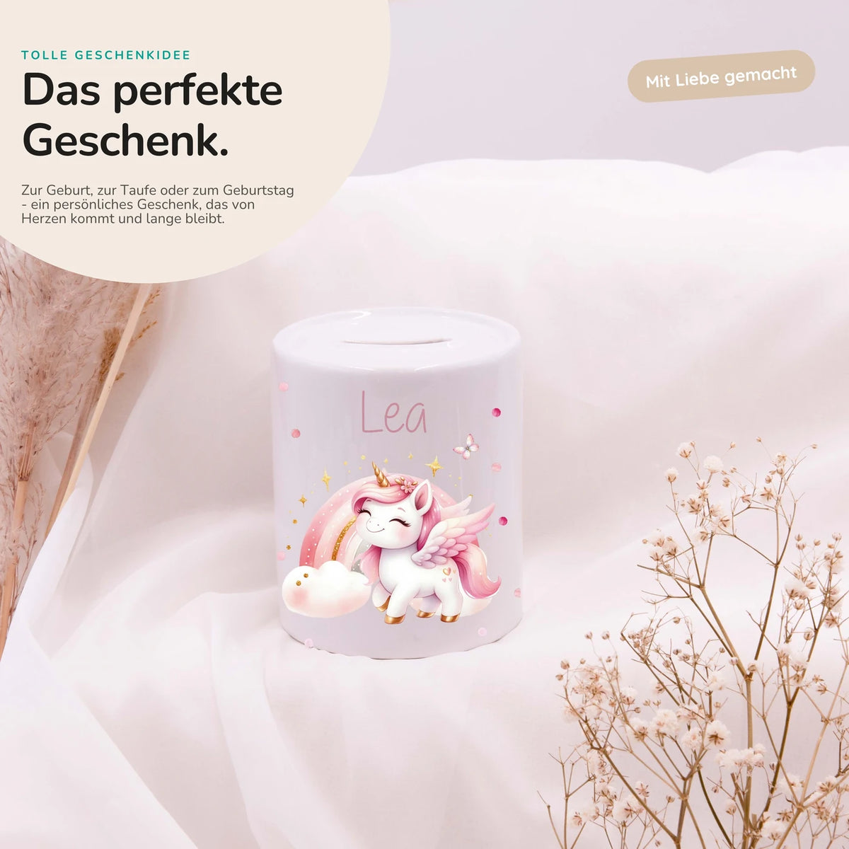 Spardose Kinder aus Keramik - Einhorn