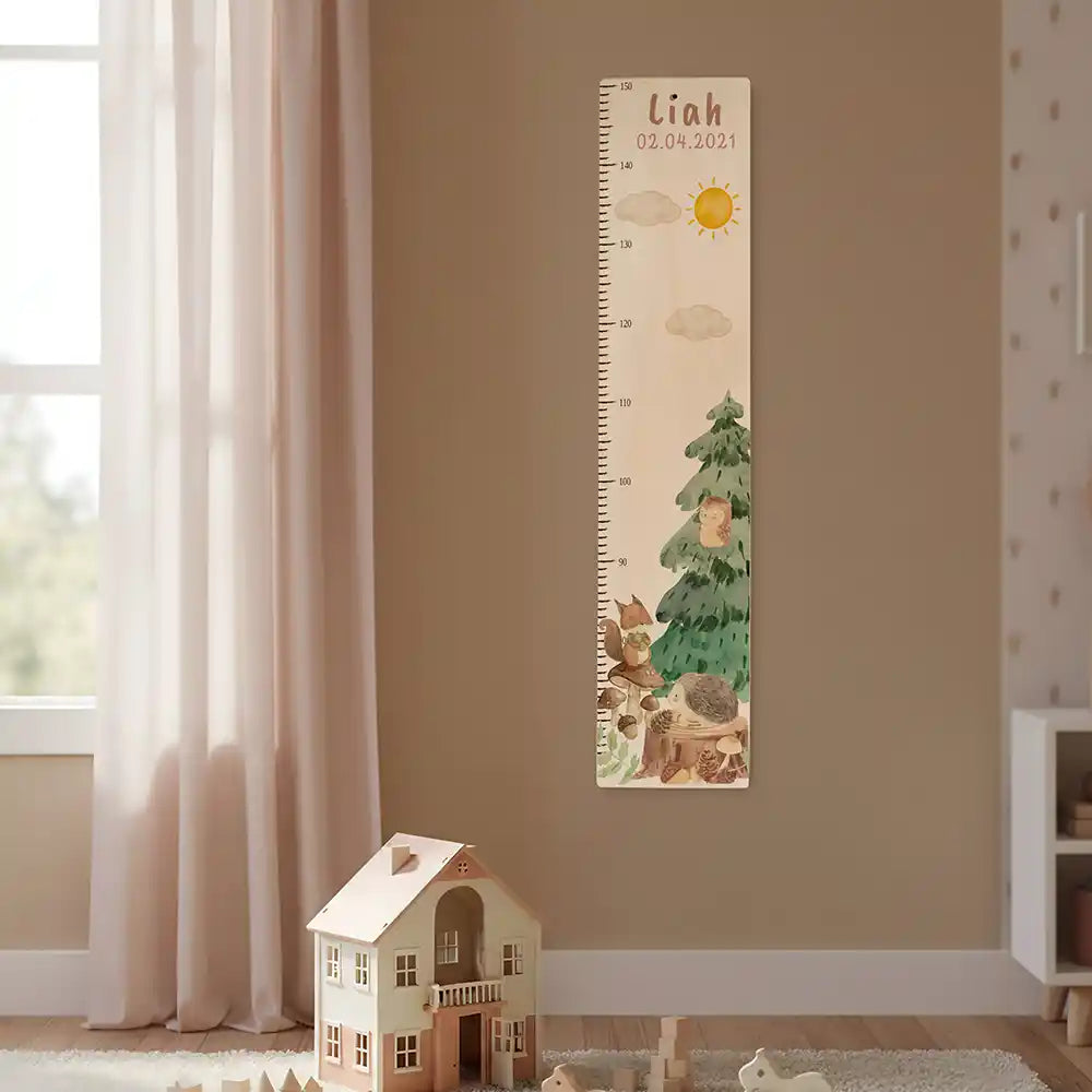 Messlatte Kinder Holz & Aluverbund - Waldtiere