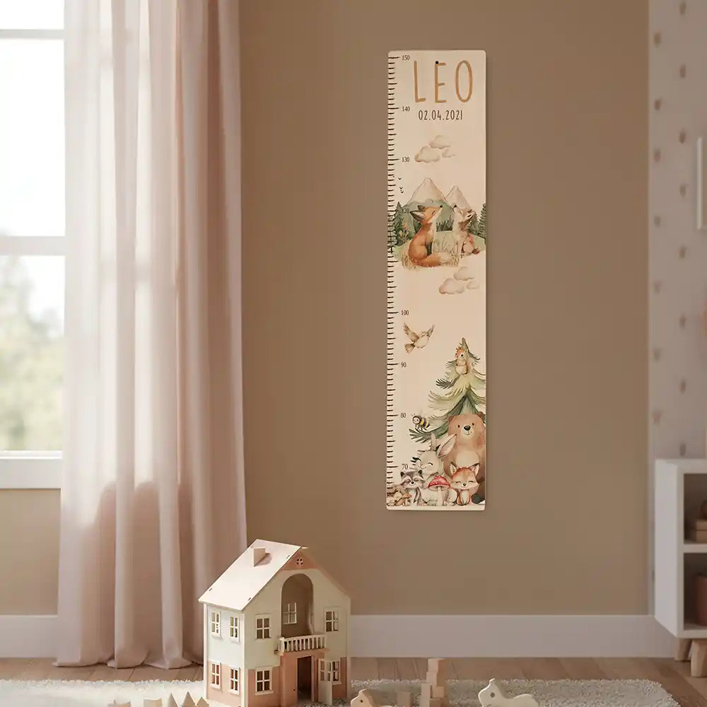 Messlatte Kinder Holz & Aluverbund - Tierfamilie