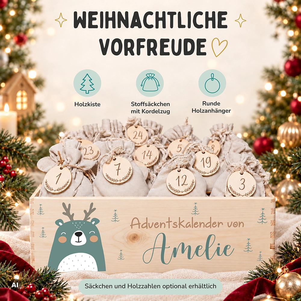 Personalisierter Adventskalender zum Befüllen - Boho Reh