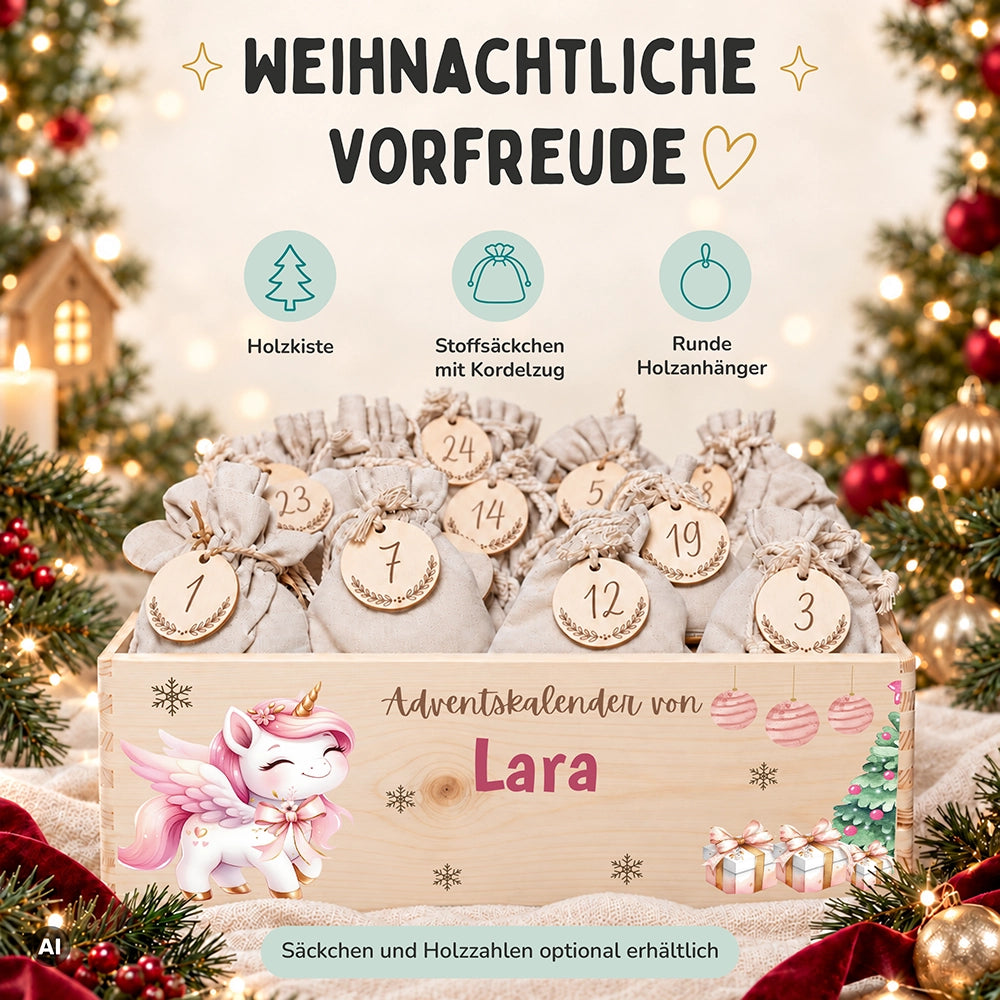 Personalisierter Adventskalender zum Befüllen - Einhorn