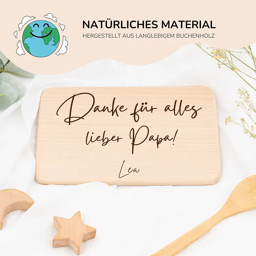 Frühstücksbrettchen Holz Danke für alles mit Gravur - Geschenk Vatertag