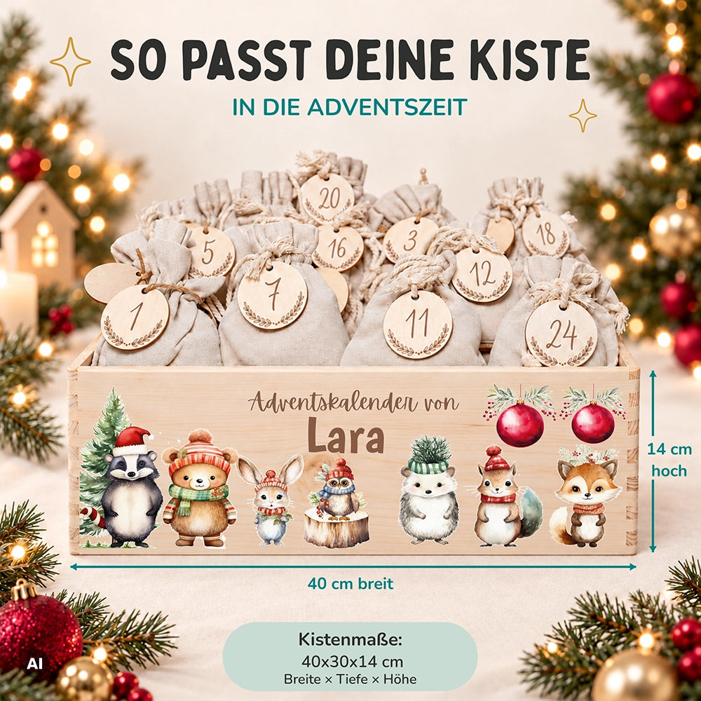 Personalisierter Adventskalender zum Befüllen - Weihnachten Tiere