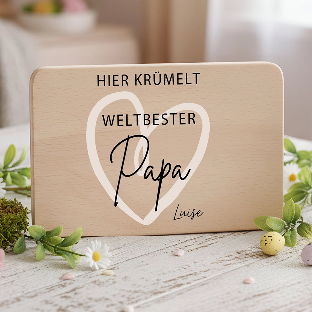 Frühstücksbrettchen Holz Weltbester Papa mit Gravur - Geschenk Vatertag