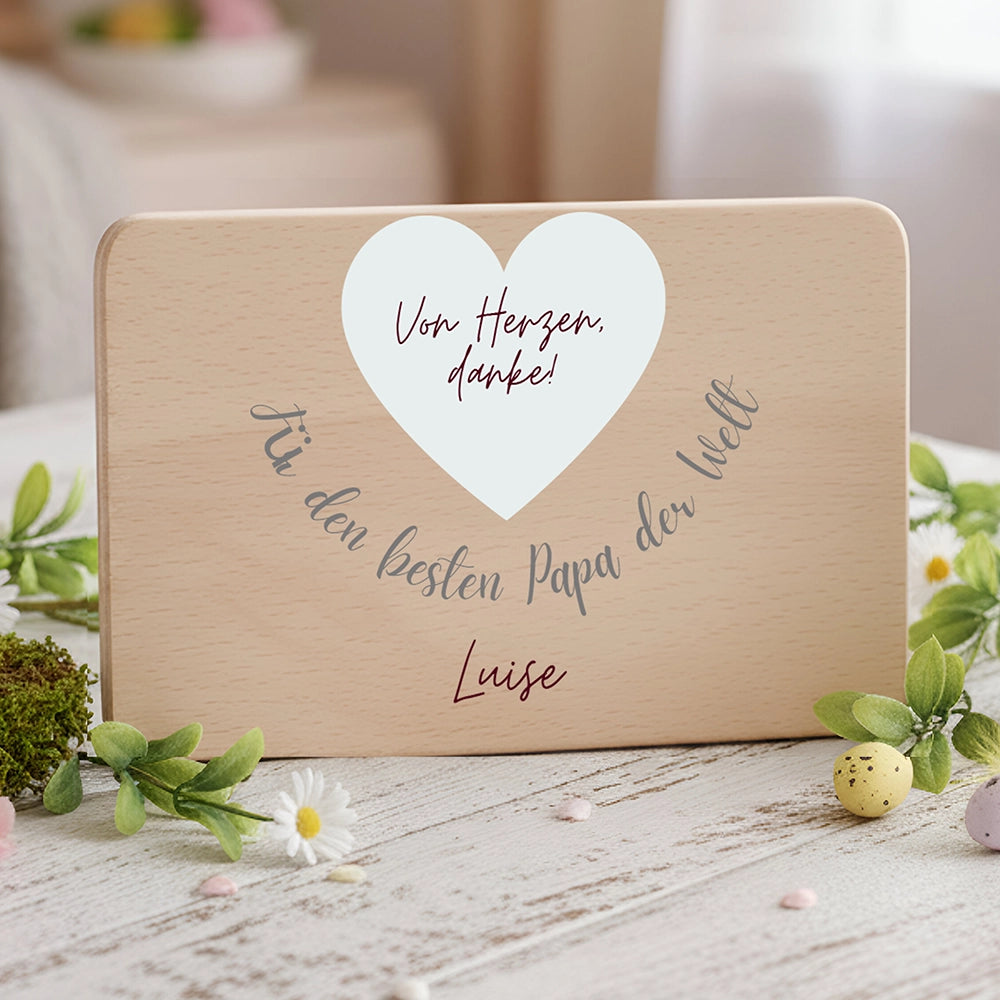 Frühstücksbrettchen Holz Für den besten Papa der Welt mit Gravur - Geschenk Vatertag