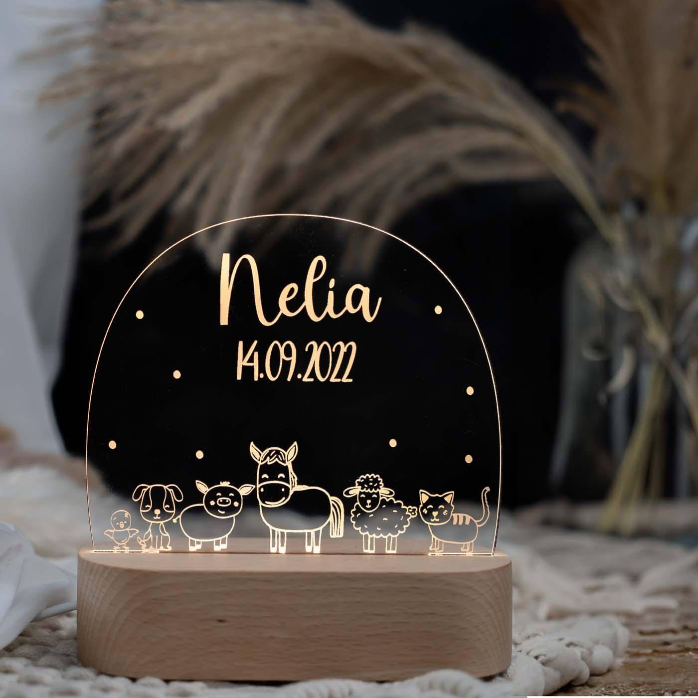 personalisierte nachtlampe mit bauernhof design für kinderzimmer
