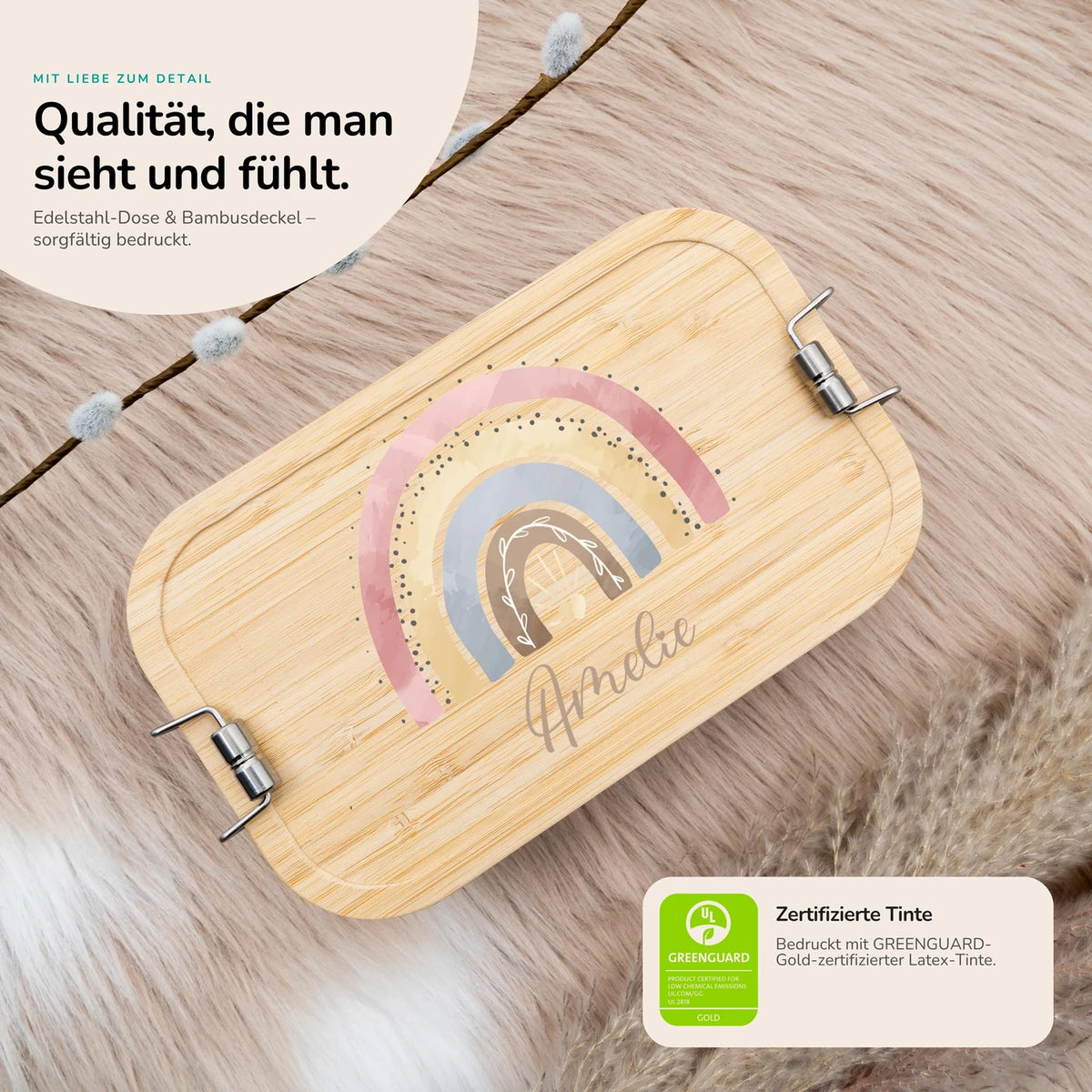 Brotdose Kinder personalisiert - Regenbogen