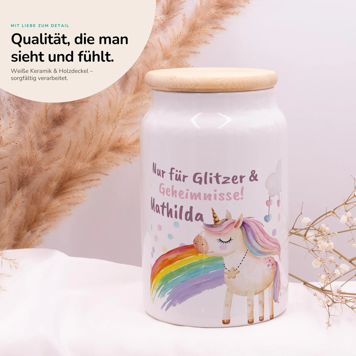 Personalisierbare Keksdose mit Name - Einhorn
