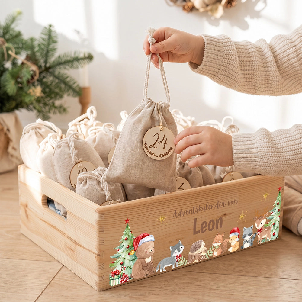 Personalisierter Adventskalender zum Befüllen - Niedliche Waldtiere