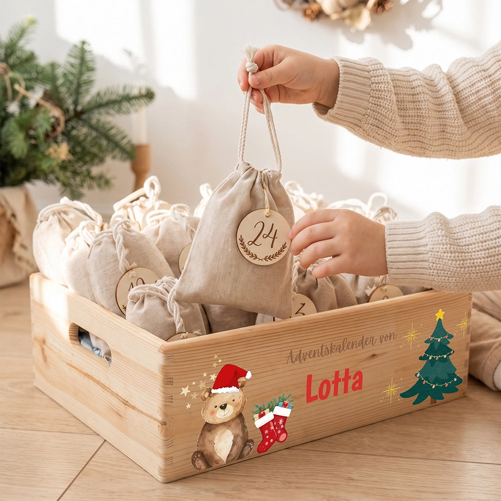 Personalisierter Adventskalender zum Befüllen - Weihnachtsbär
