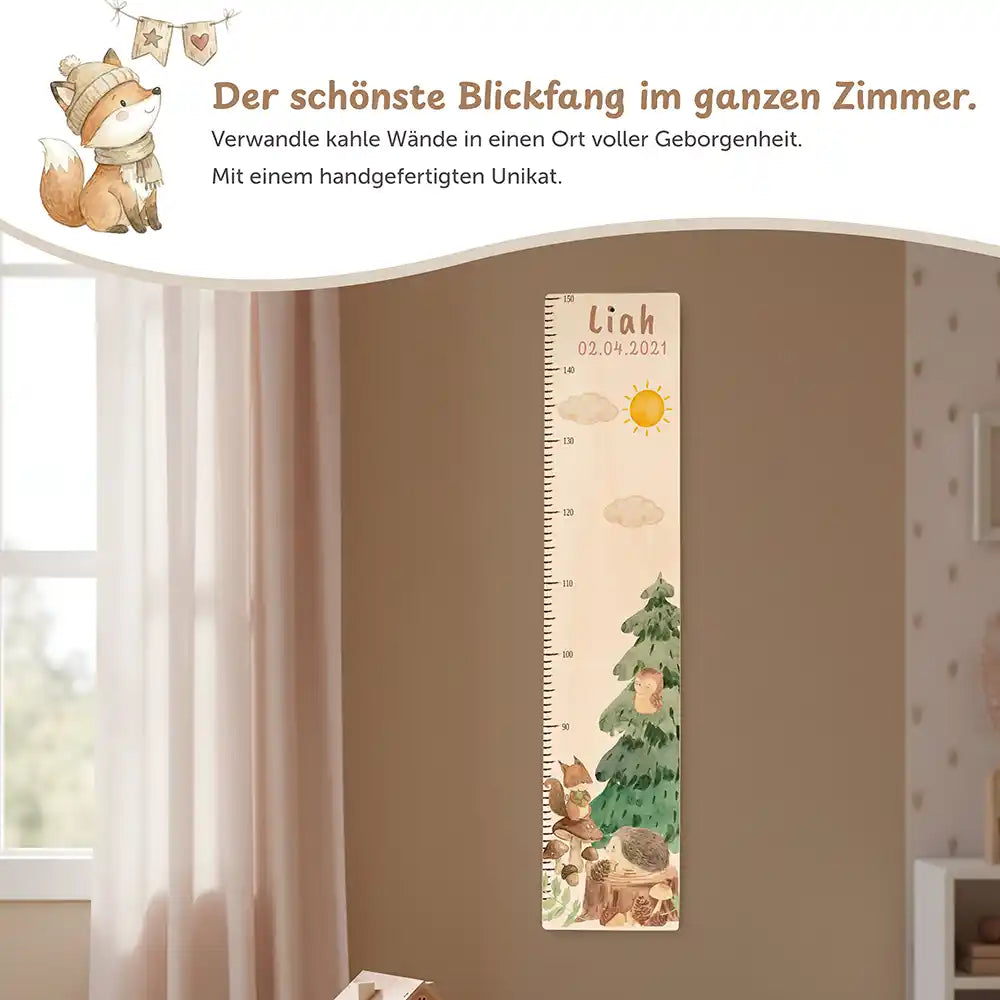Messlatte Kinder Holz & Aluverbund - Waldtiere