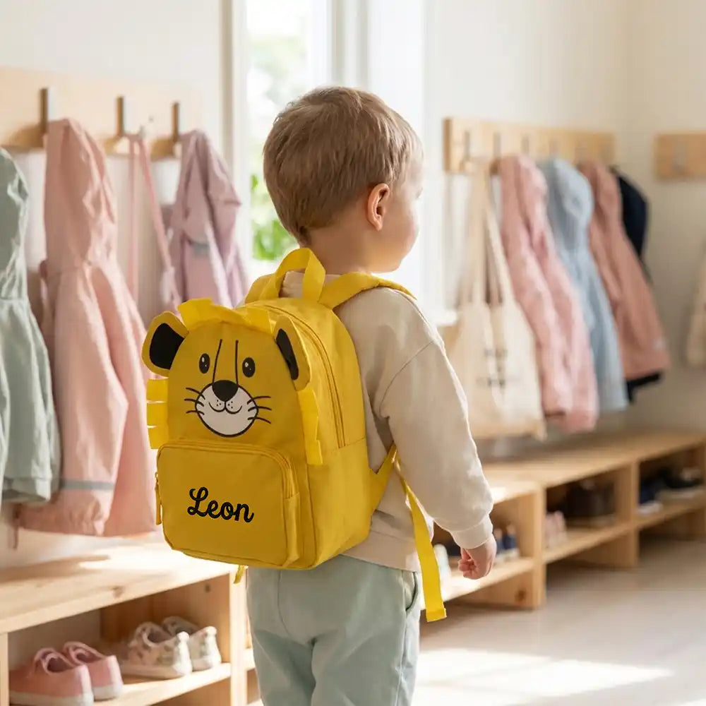 Personalisierter Kinderrucksack Löwe, für Vorschule und Alltag