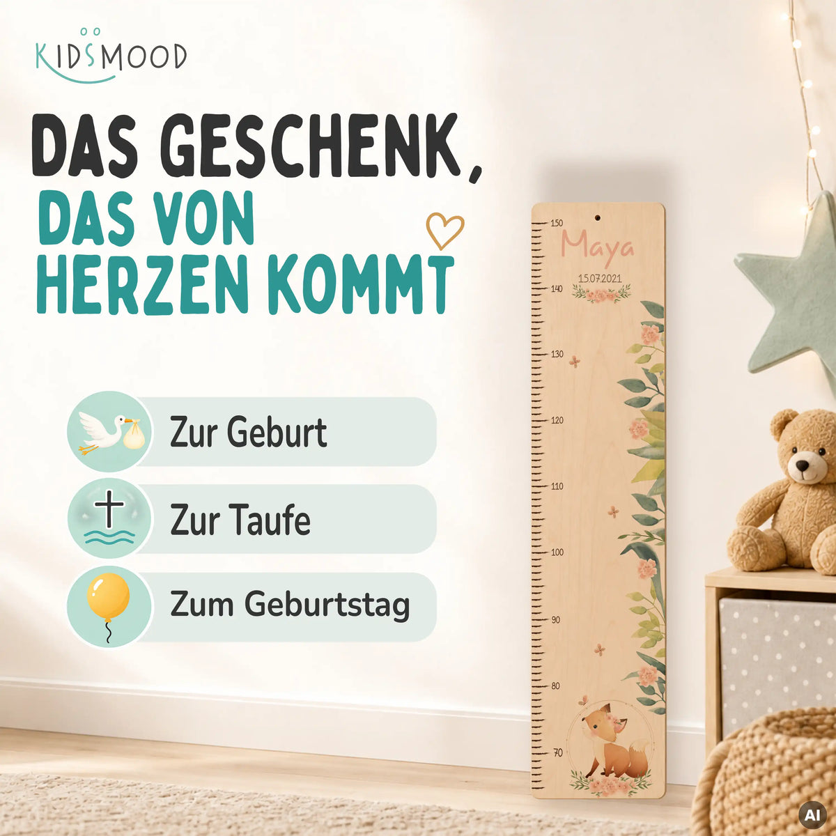Messlatte Kinder Holz & Aluverbund - Fuchs