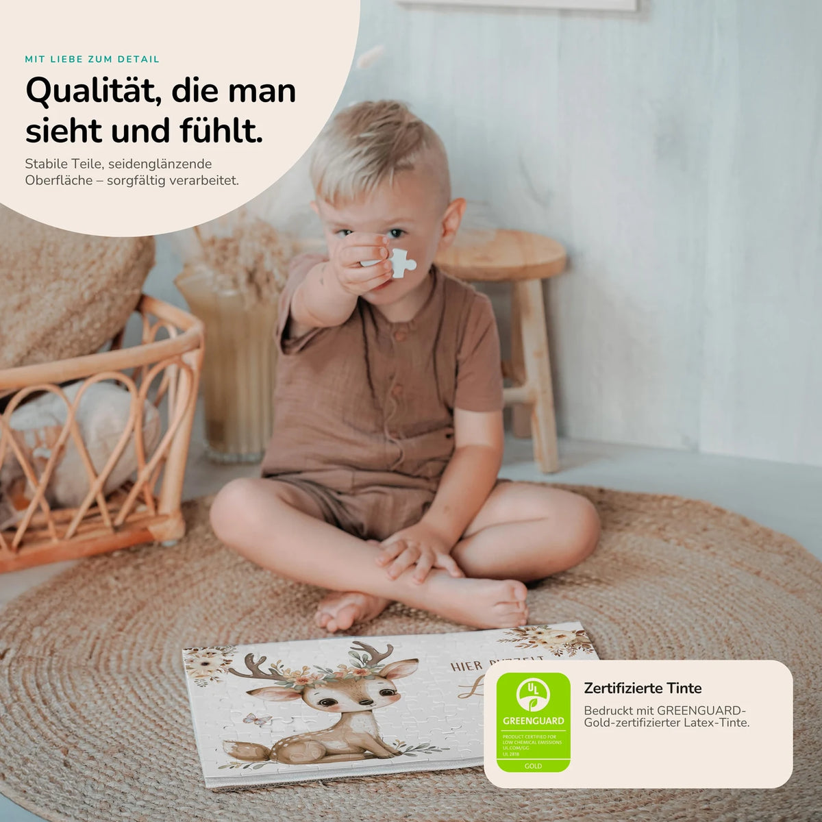 Kinderpuzzle personalisiert mit Namen - Baby Reh
