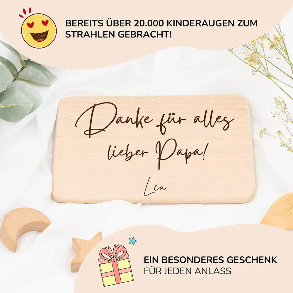 Frühstücksbrettchen Holz Danke für alles mit Gravur - Geschenk Vatertag