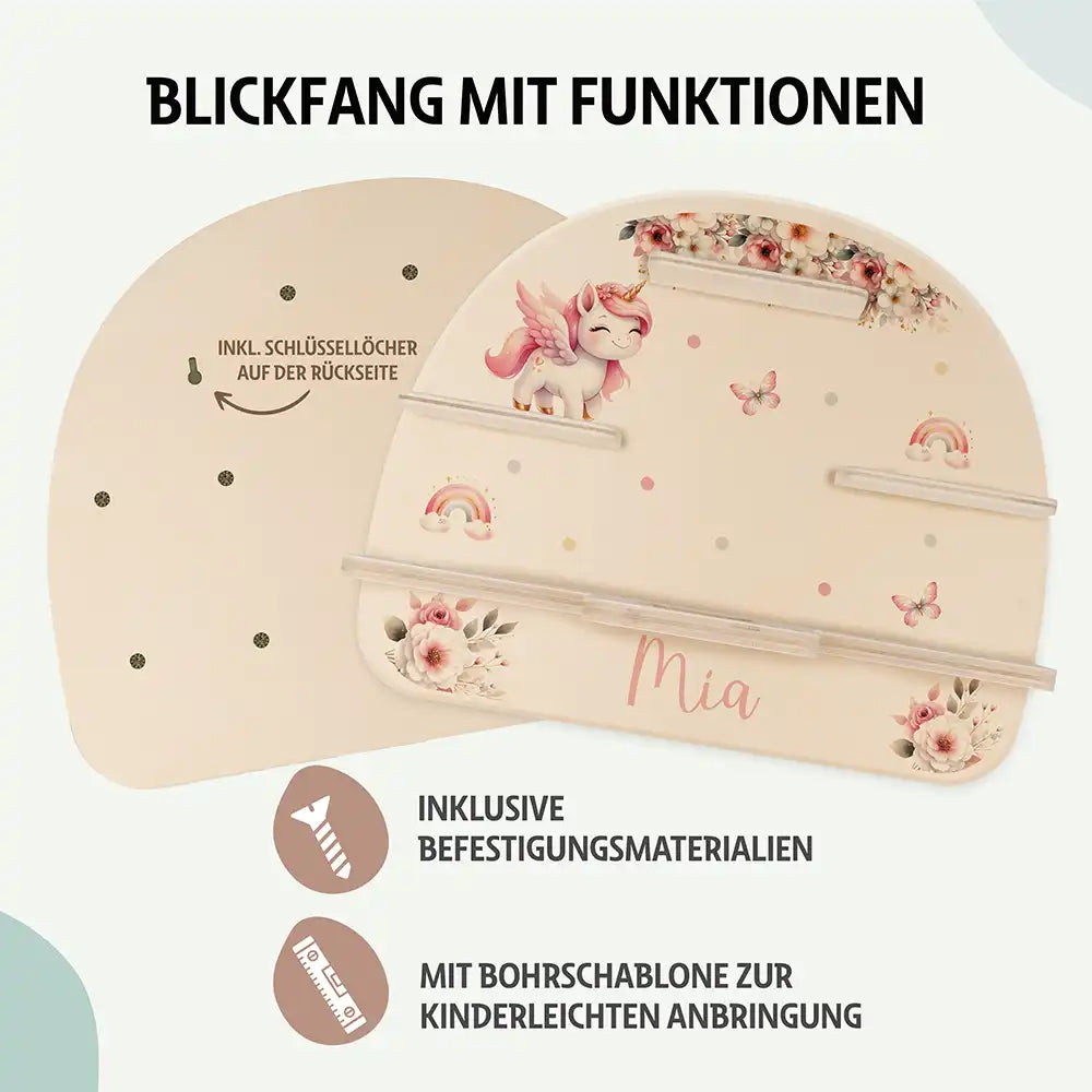 Tonie Regal aus Holz, Toniebox Regal personalisiert Einhorn