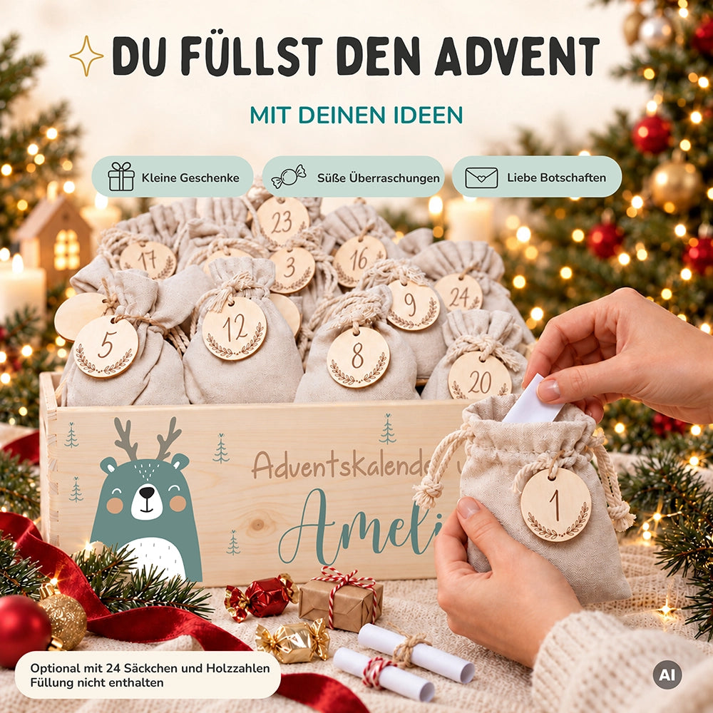 Personalisierter Adventskalender zum Befüllen - Boho Reh