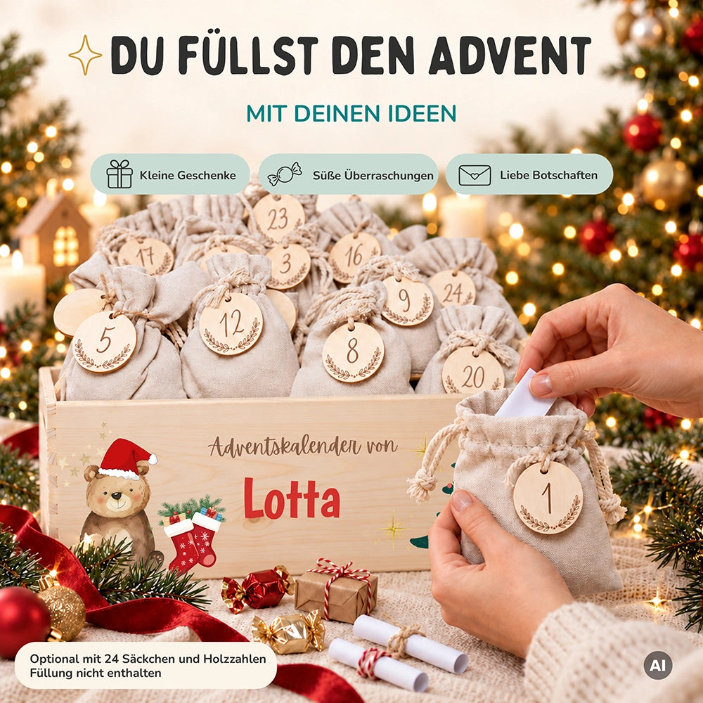 Personalisierter Adventskalender zum Befüllen - Weihnachtsbär