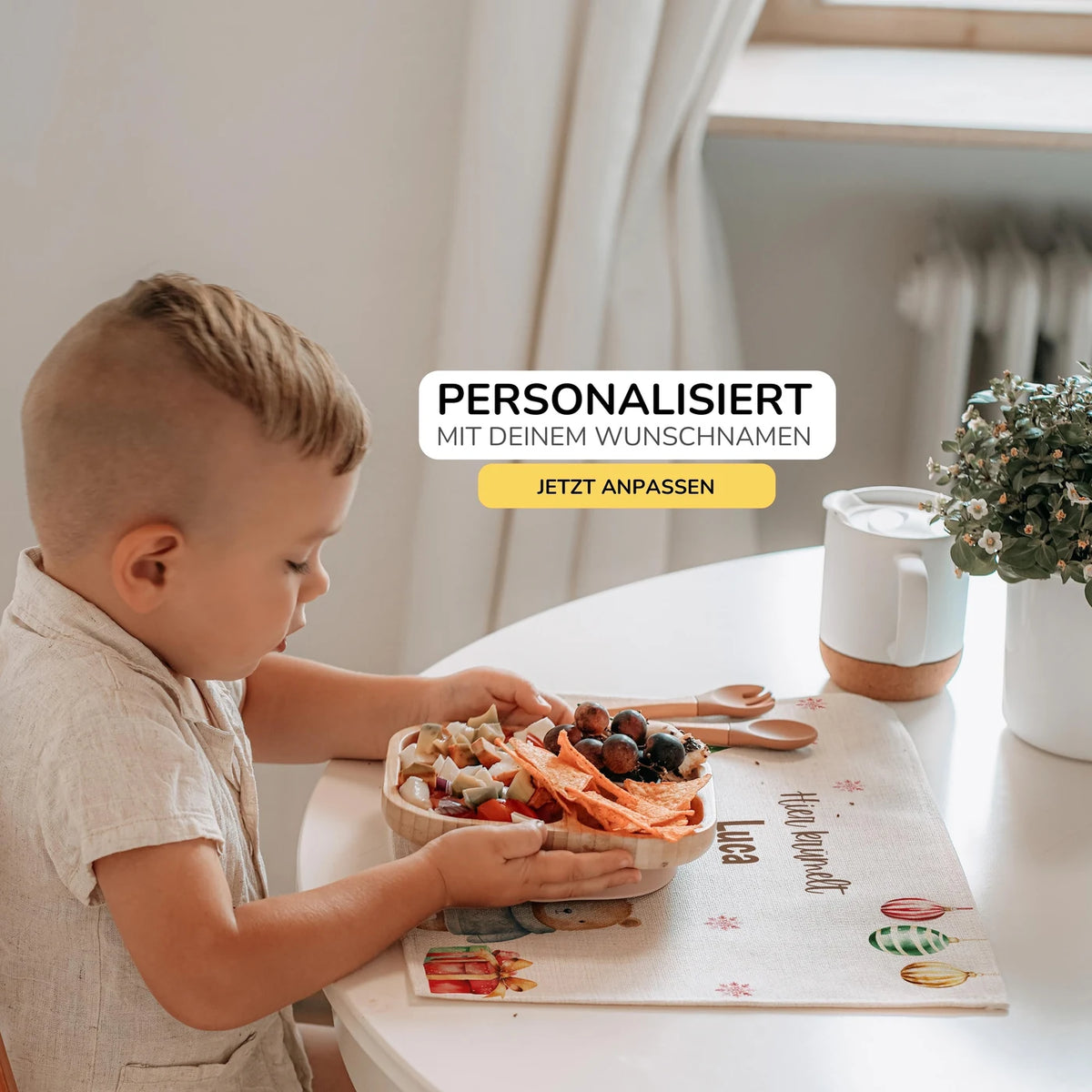 Tischset Kinder personalisiert Weihnachtsmotiv - Fluffy Friends