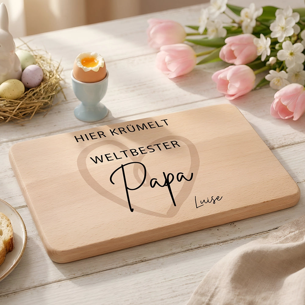 Frühstücksbrettchen Holz Weltbester Papa mit Gravur - Geschenk Vatertag