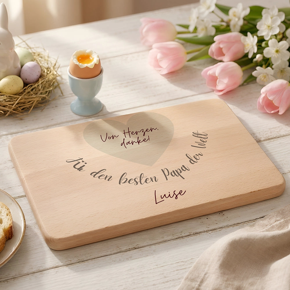Frühstücksbrettchen Holz Für den besten Papa der Welt mit Gravur - Geschenk Vatertag