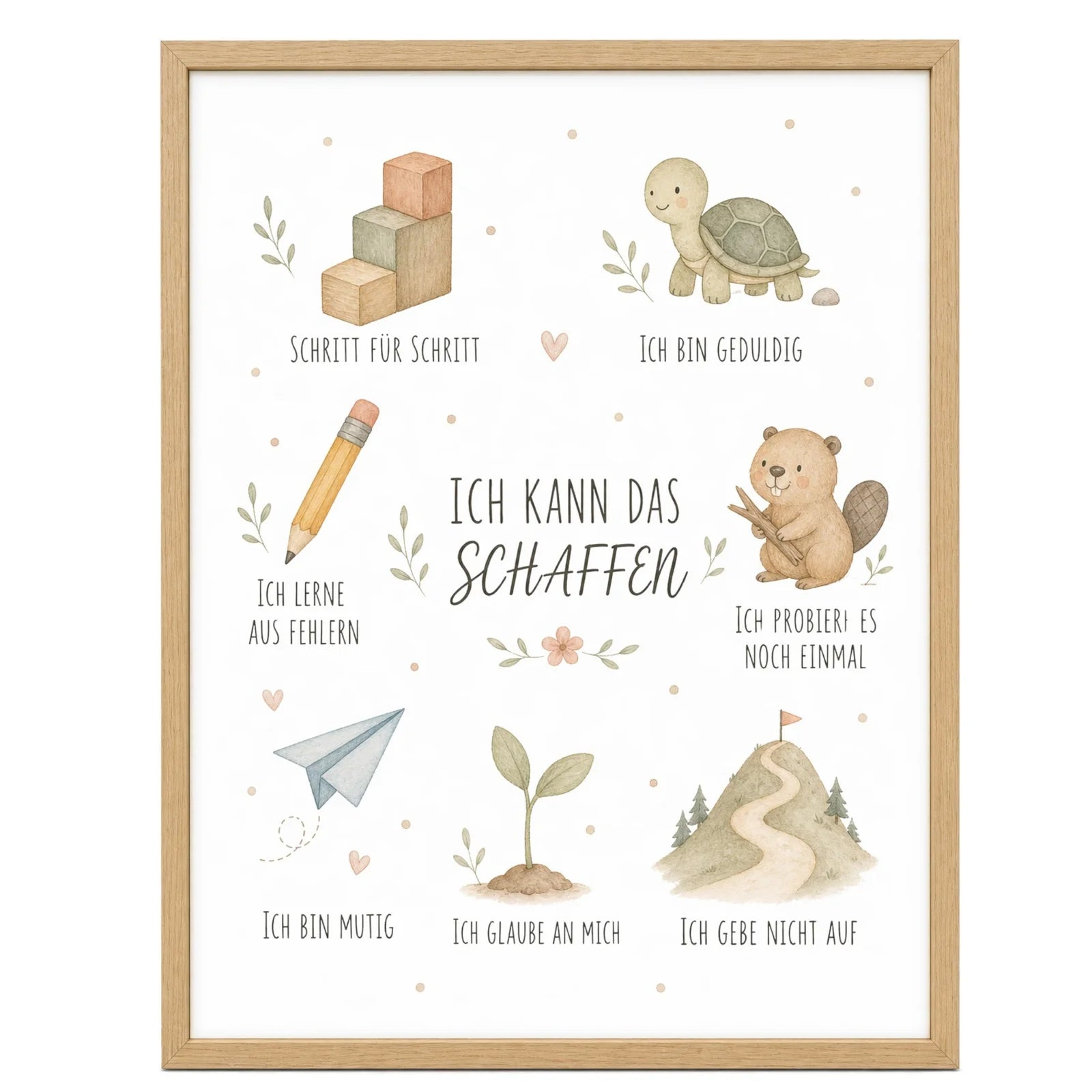 Affirmationsposter Kinderzimmer Collage Ich kann das schaffen, im Mädchenzimmer