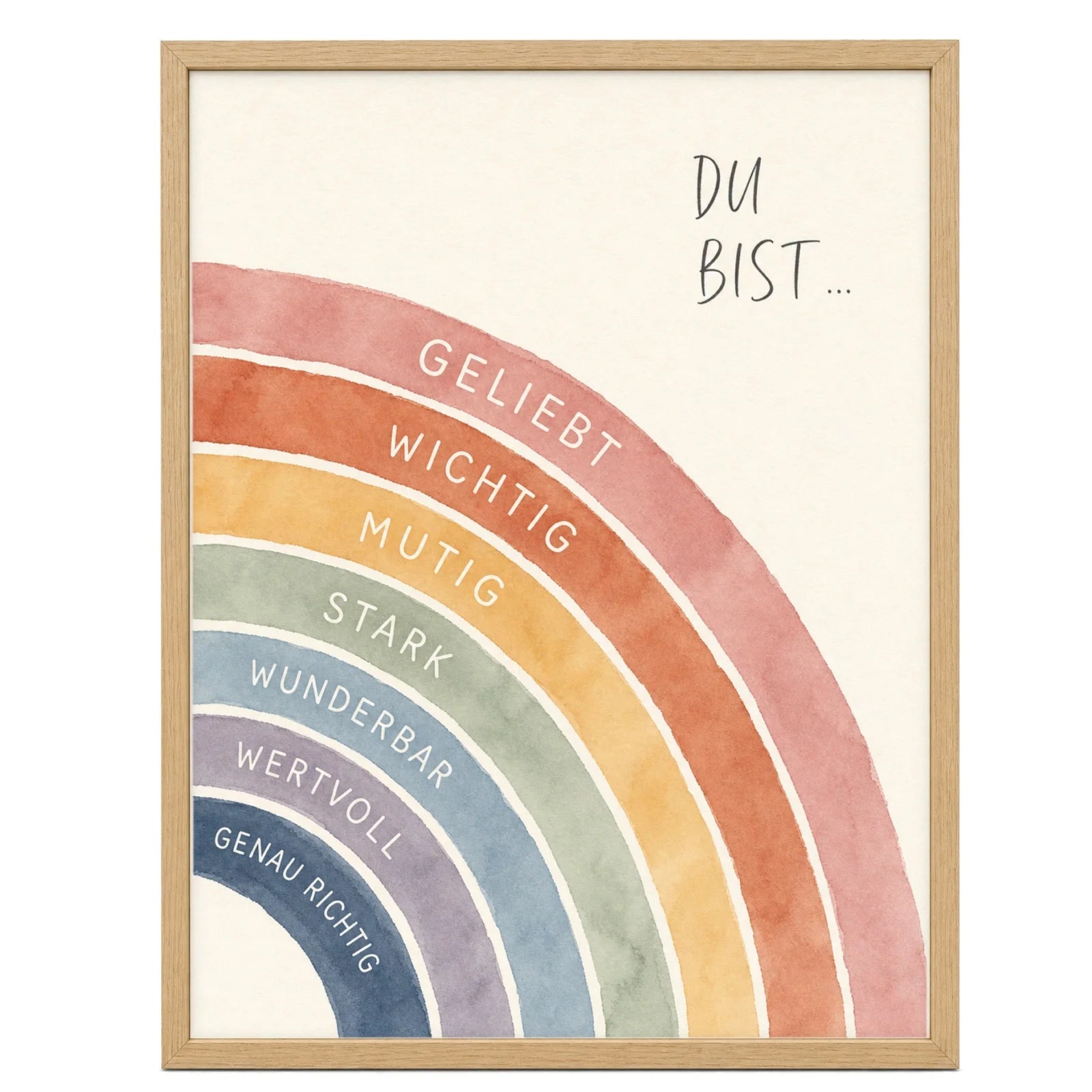 Affirmationsposter Kinderzimmer Regenbogen Du bist, im Mädchenzimmer