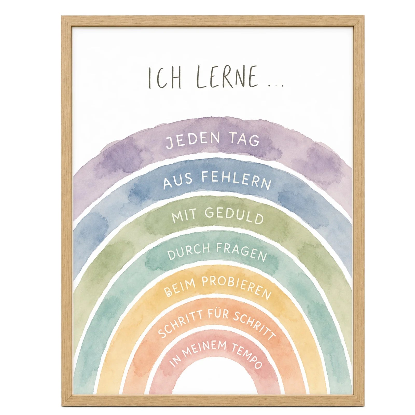 Affirmationsposter Kinderzimmer Regenbogen Ich lerne, im Mädchenzimmer