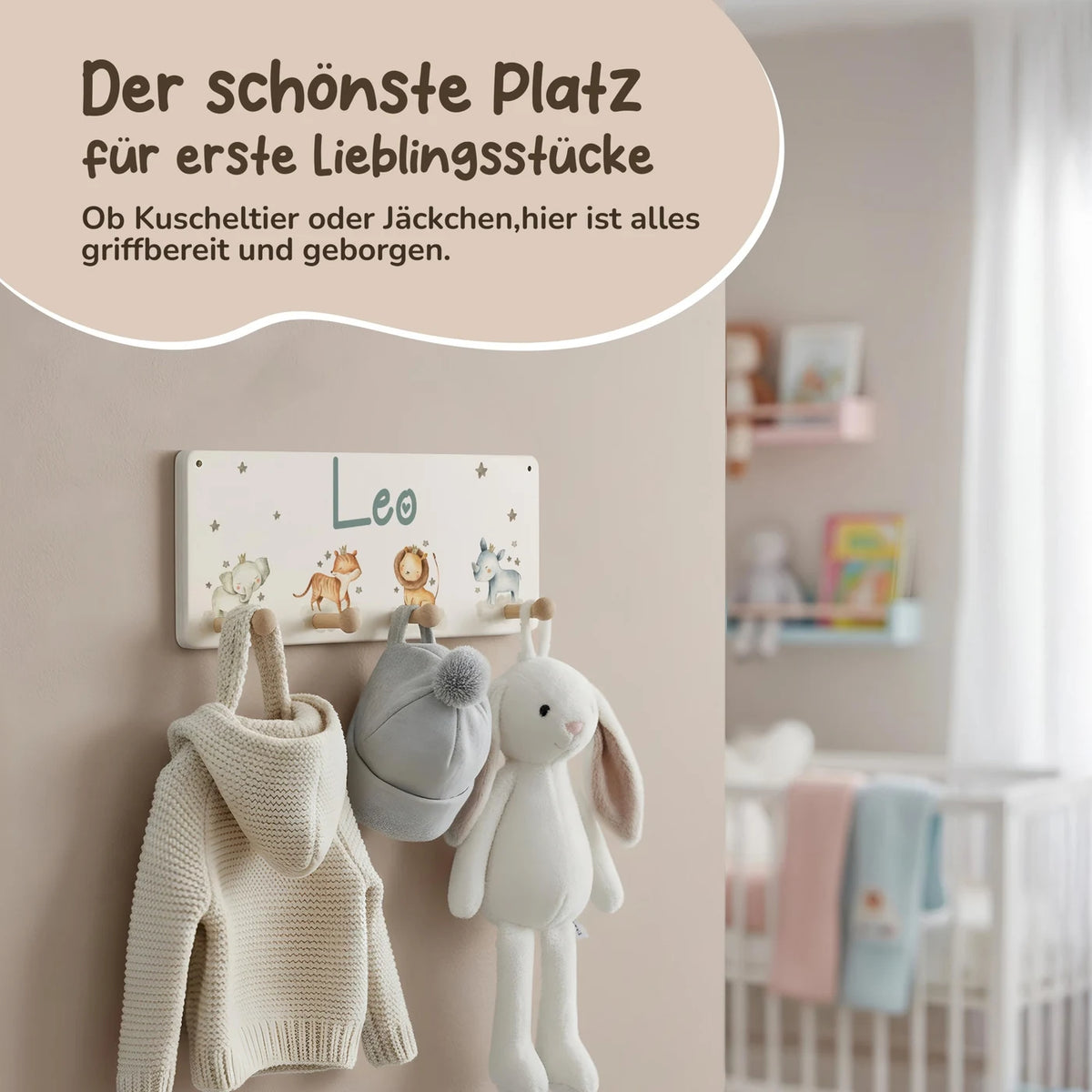 Kindergarderobe Holz personalisiert - Safari