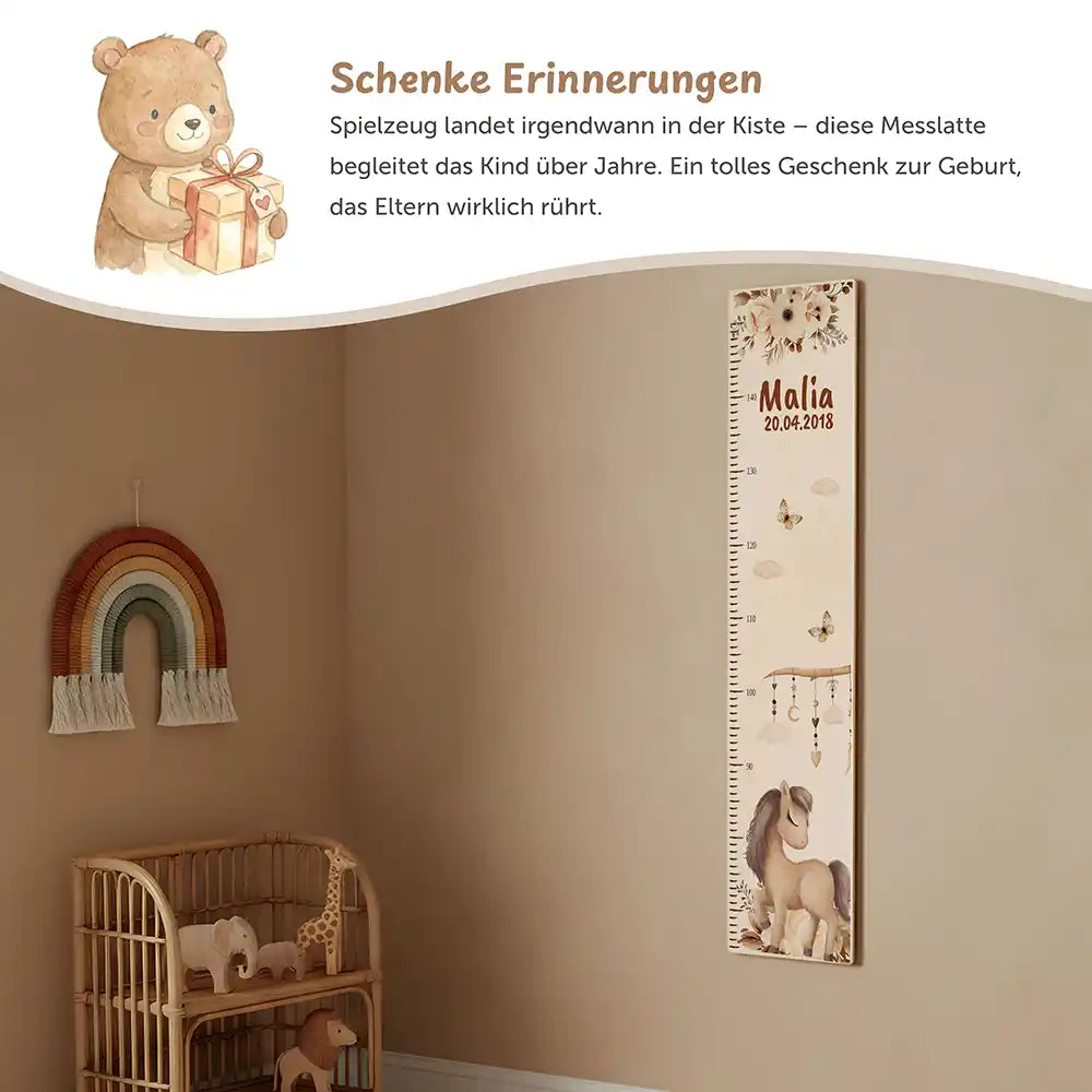 Messlatte Kinder Holz & Aluverbund - Pferd