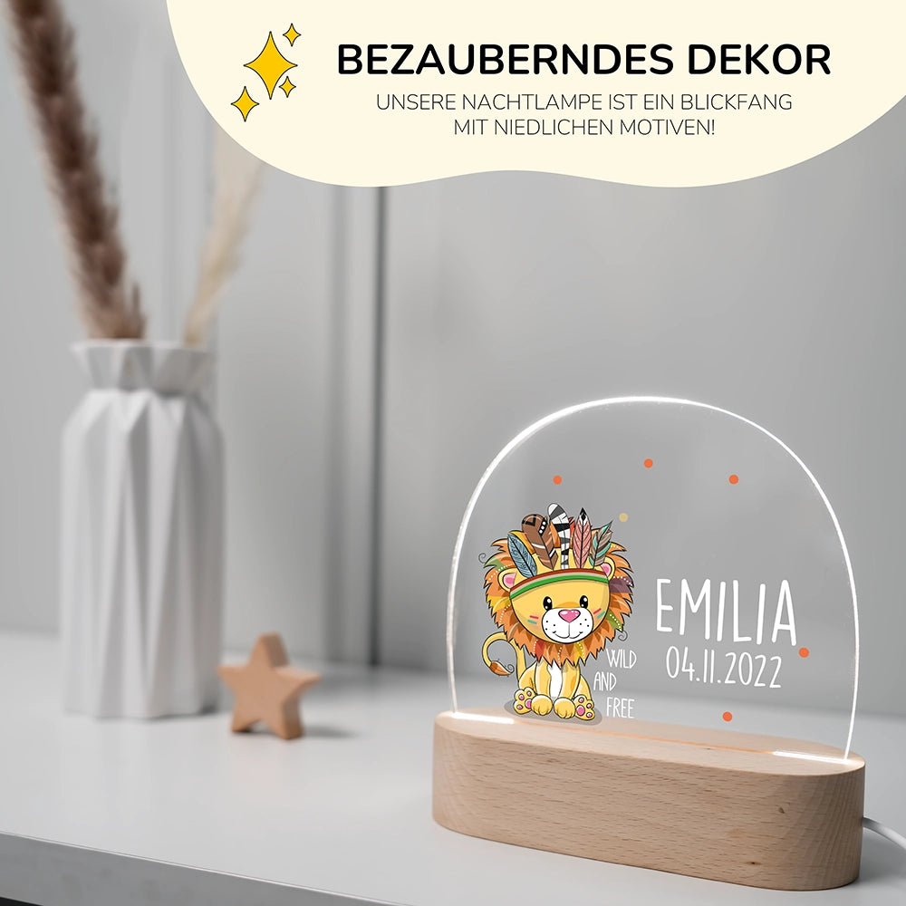 Personalisierte Nachtlampe Löwe als Deko im Kinderzimmer