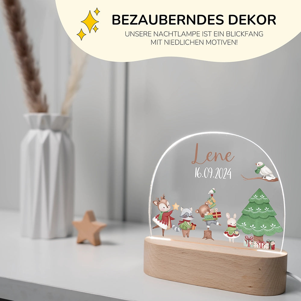 Personalisierte Nachtlampe Weihnachten als Deko im Kinderzimmer