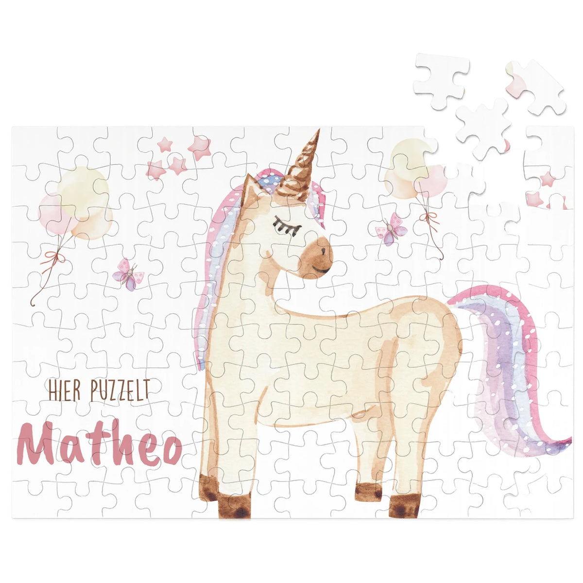 Kinderpuzzle personalisiert mit Namen - Einhorn