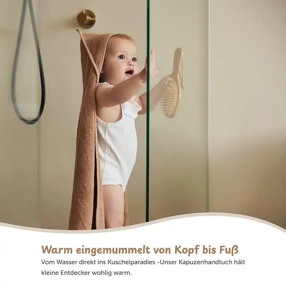 Kapuzenhandtuch Baby personalisiert – Mintgrün, weiches Frottee mit Kapuze für warme Badestunden, Baby im Badbereich