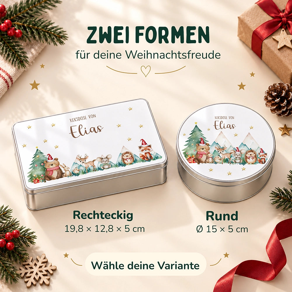 Keksdose aus Metall personalisiert - Kekszauber mit Waldfreunden