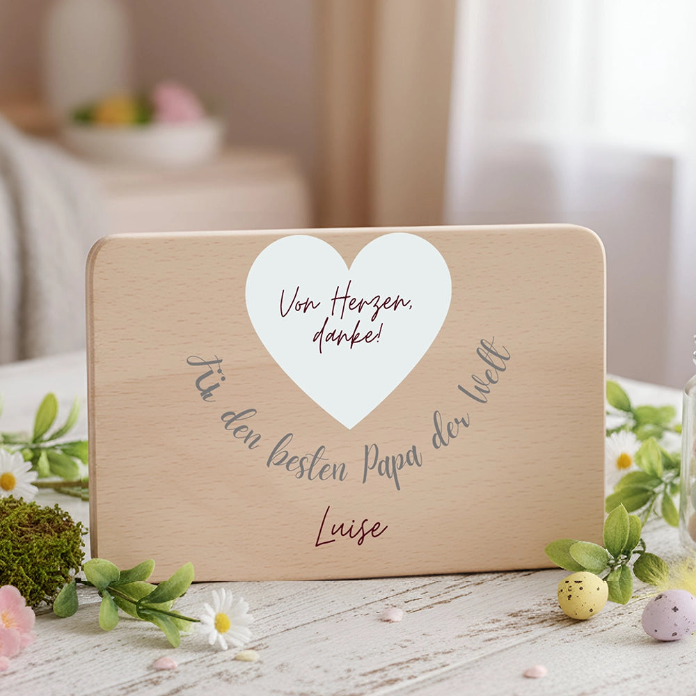 Frühstücksbrettchen Holz Für den besten Papa der Welt mit Gravur - Geschenk Vatertag