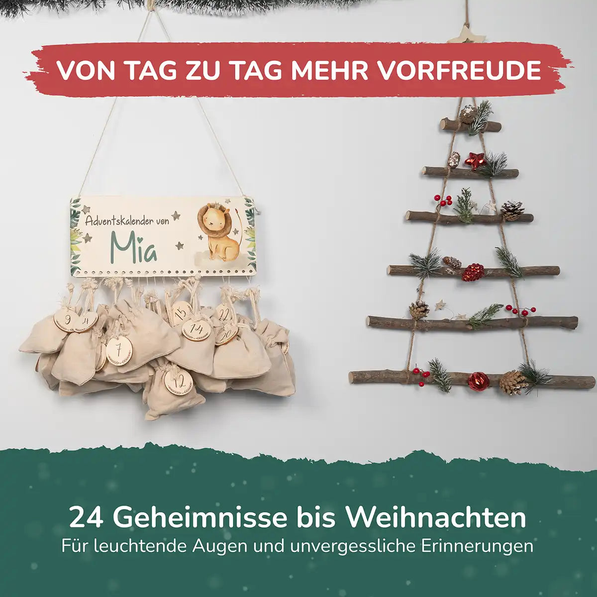 Personalisierbarer Adventskalender farbig - Löwe