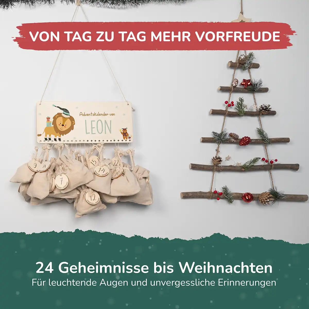 Personalisierbarer Adventskalender farbig - Niedlicher Löwe
