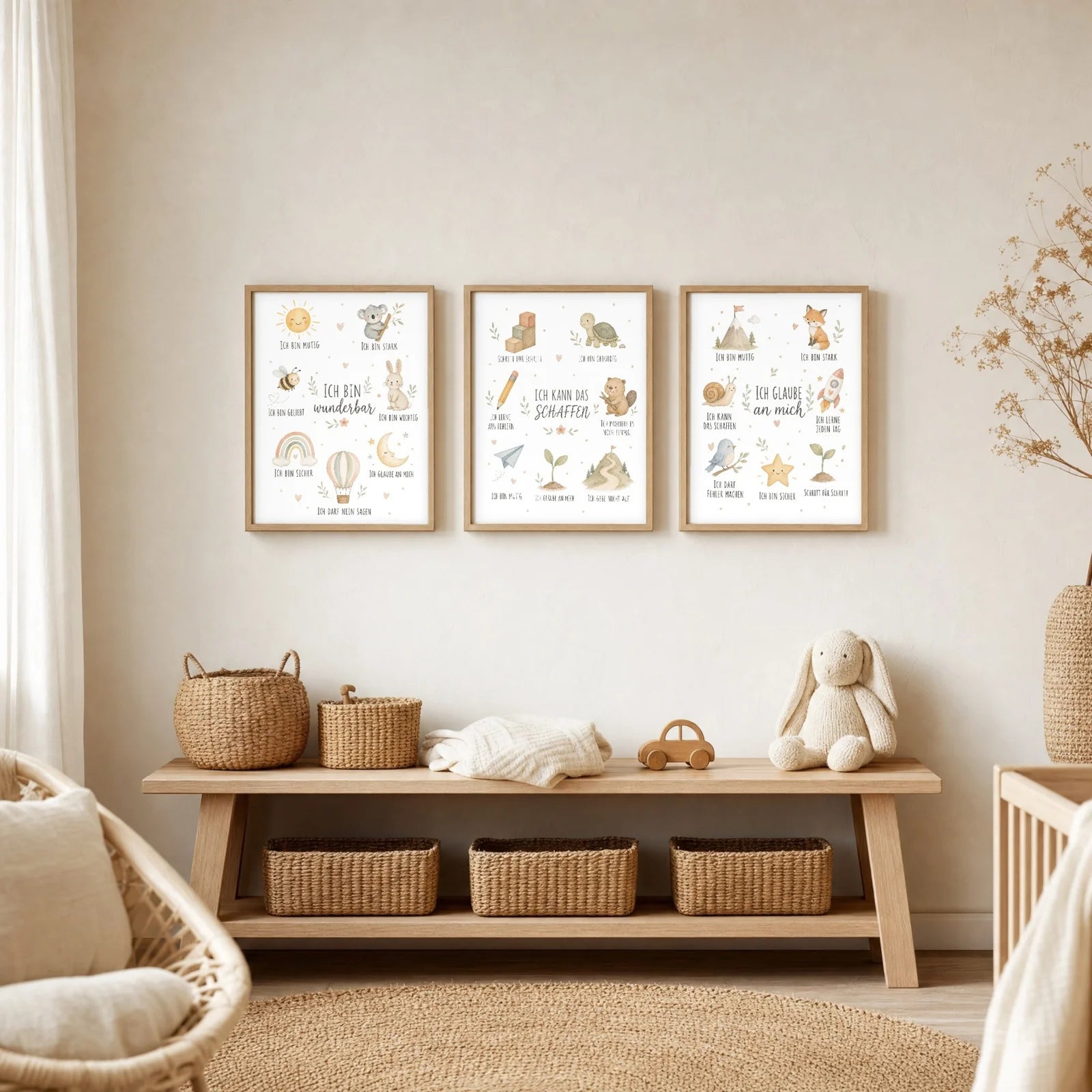 Affirmationsposter Kinderzimmer Collage Ich kann das schaffen, im Jungenzimmer