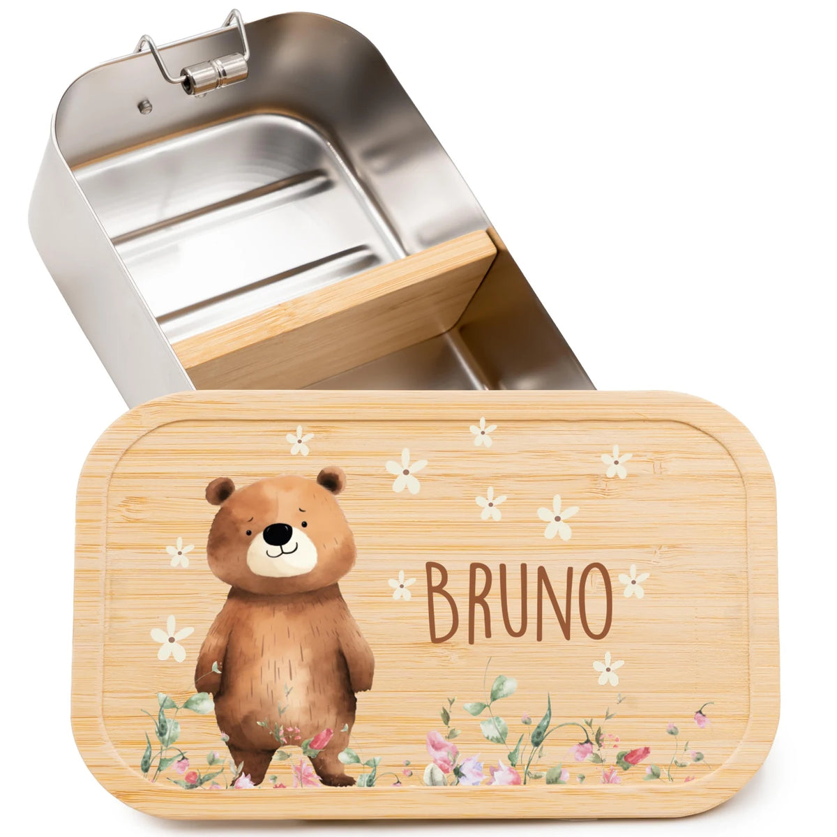 Brotdose personalisiert Bär Blumenwiese