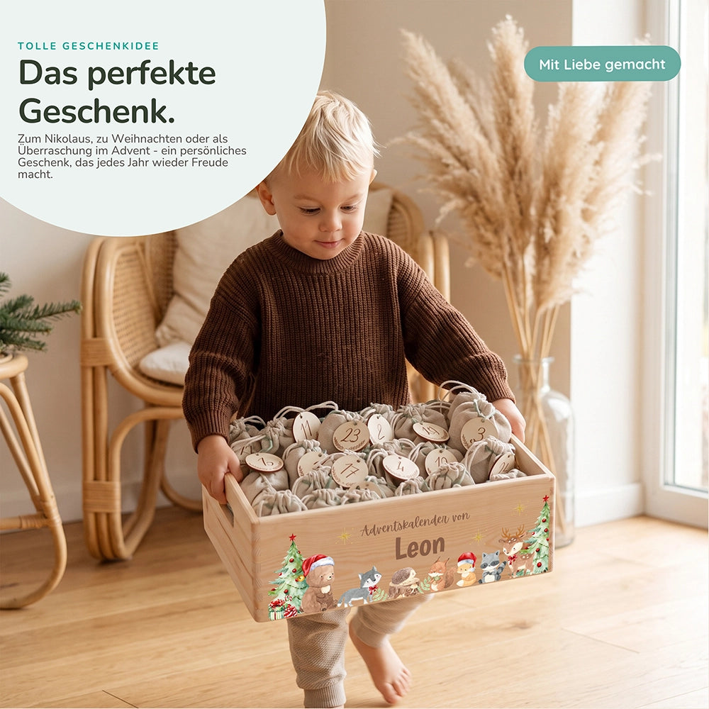 Personalisierter Adventskalender zum Befüllen - Niedliche Waldtiere