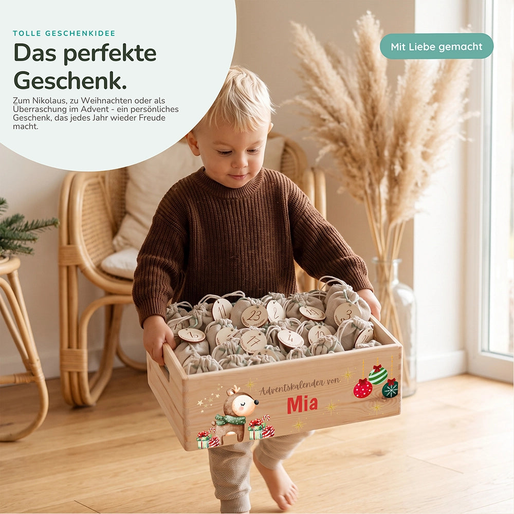 Personalisierter Adventskalender zum Befüllen - Reh mit Geschenken
