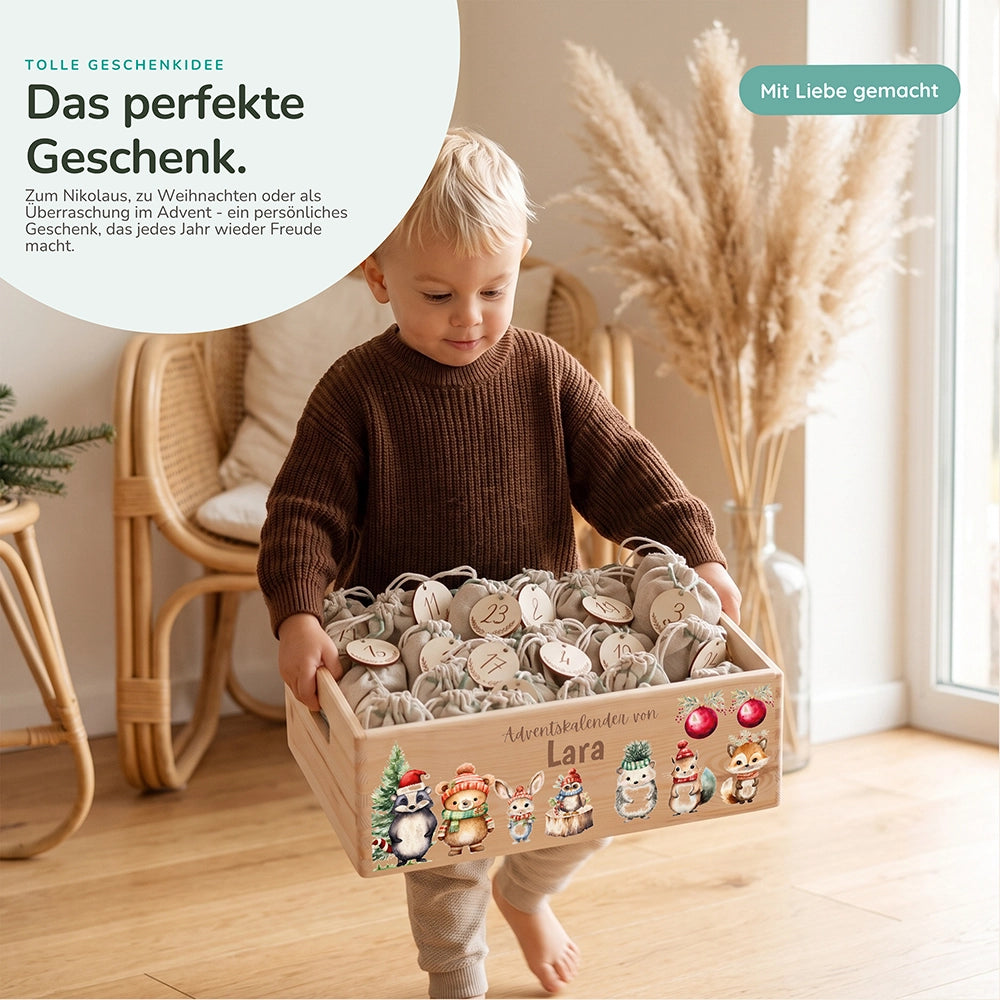 Personalisierter Adventskalender zum Befüllen - Weihnachten Tiere