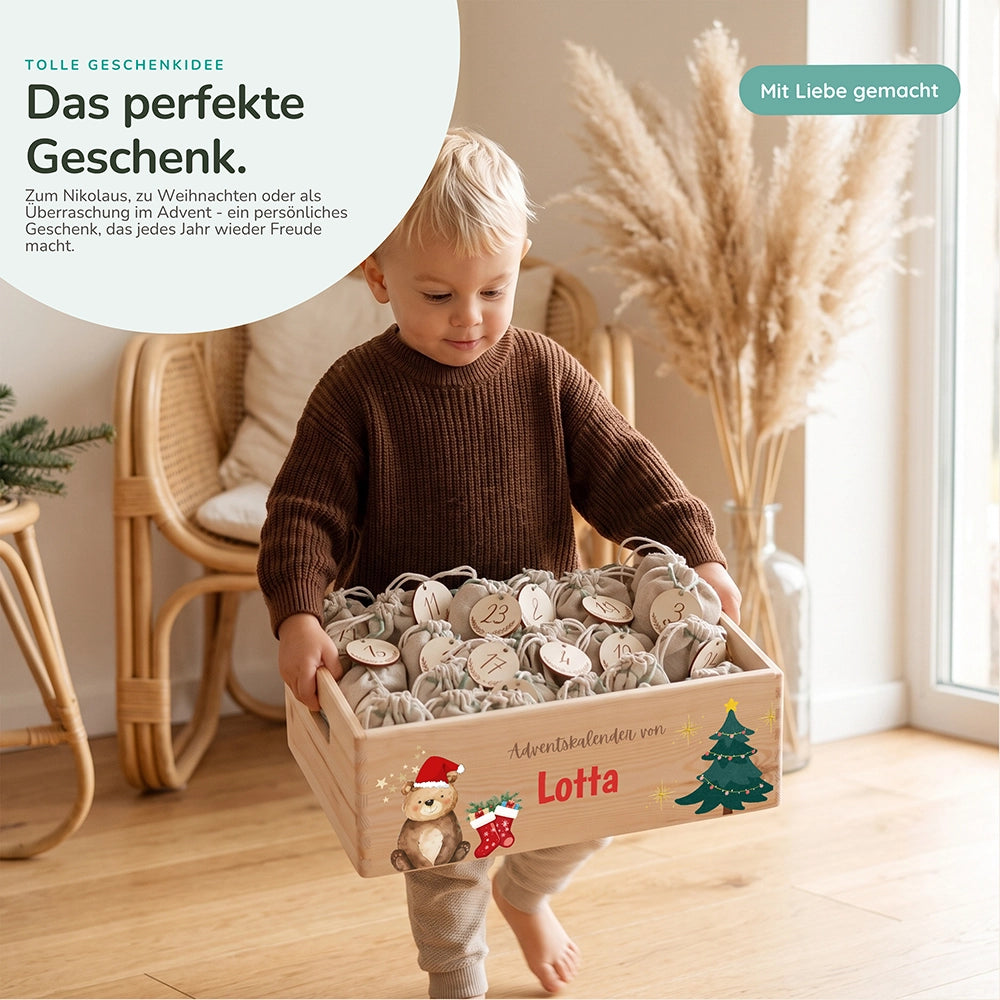 Personalisierter Adventskalender zum Befüllen - Weihnachtsbär