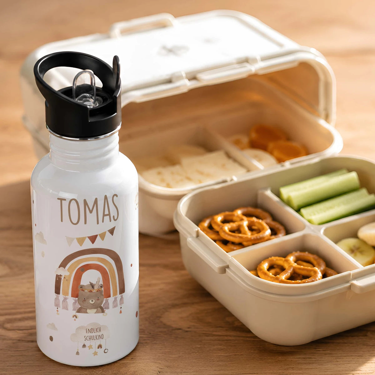 Trinkflasche Kinder Edelstahl - Boho Bär