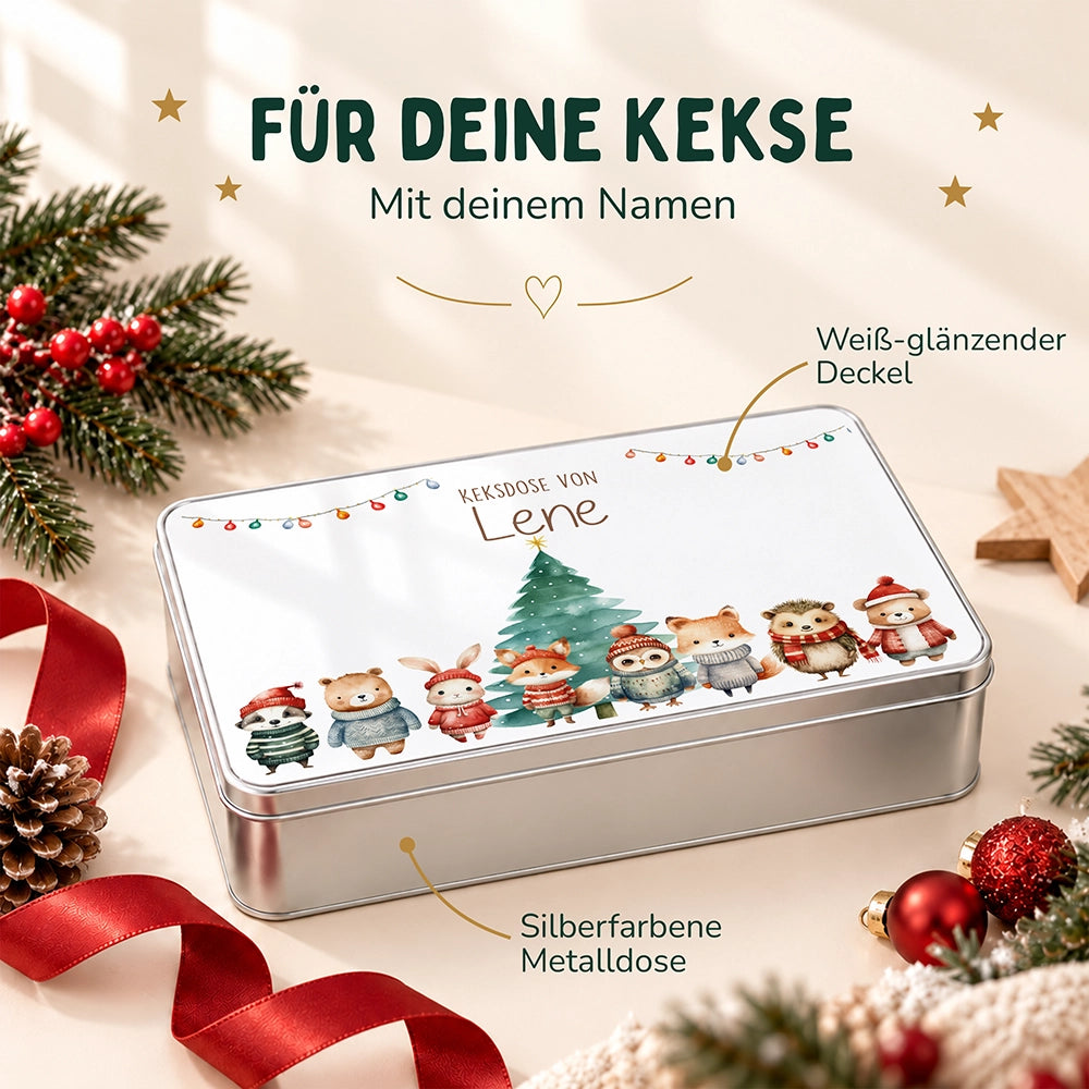 Keksdose aus Metall personalisiert - Winterwald-Freunde
