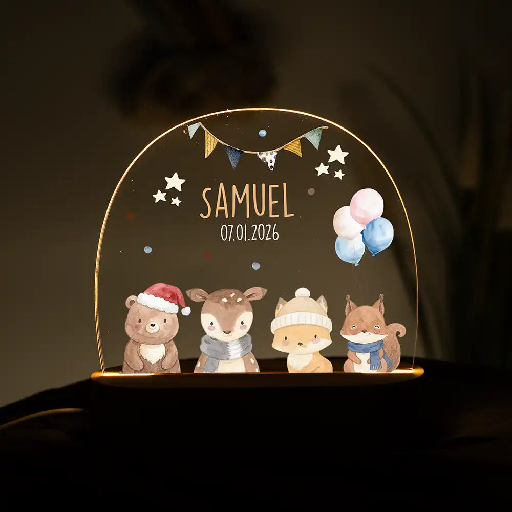 Nachtlicht Kinder personalisiert - Fröhliche Tierwelt