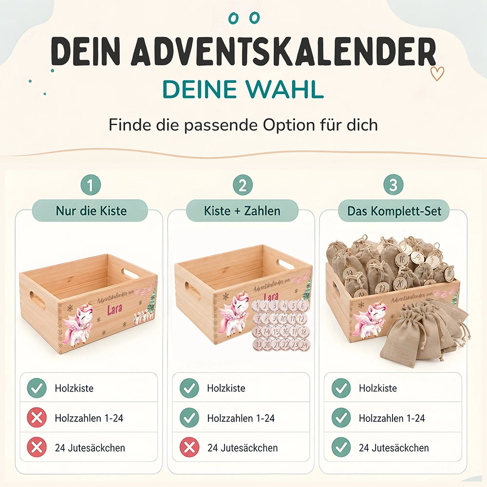 Personalisierter Adventskalender zum Befüllen - Einhorn