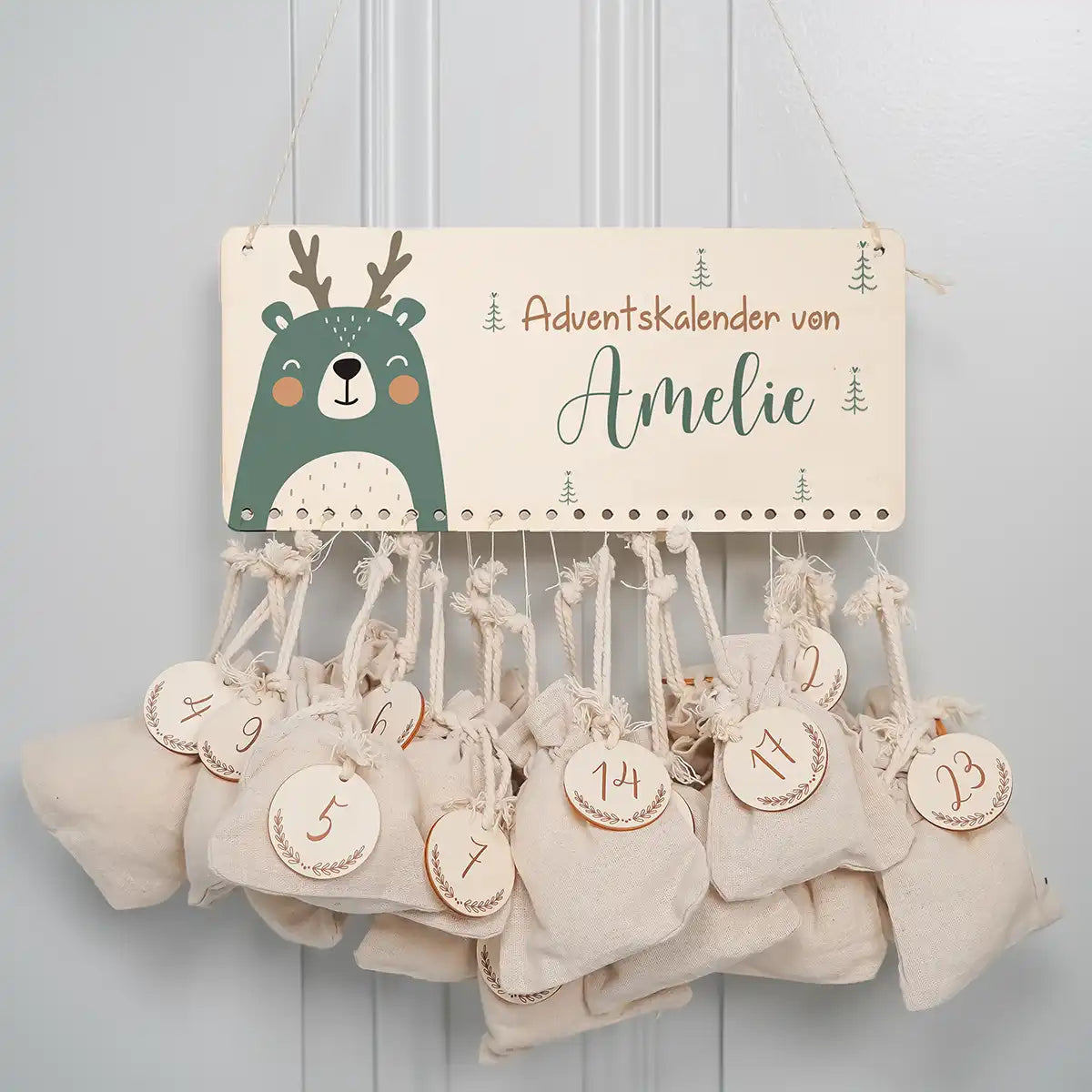 Personalisierbarer Adventskalender farbig - Rentier